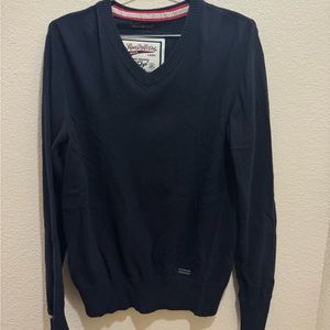 Vintage SuperDry Premium V Neck Sweater Blue Mens XL Japan